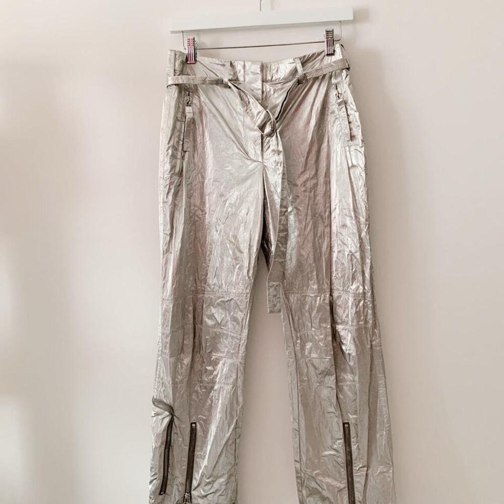 Helmut Lang Silver Metallic Pants Size 0